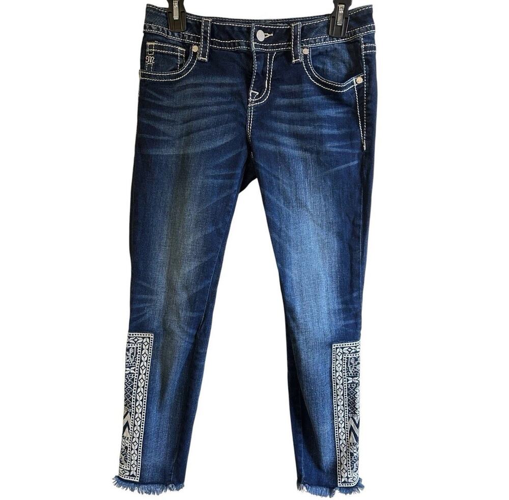 Miss Me Born To Be Boho Jeans Women 27 Ankle Skinny Embroidered JP7762AK